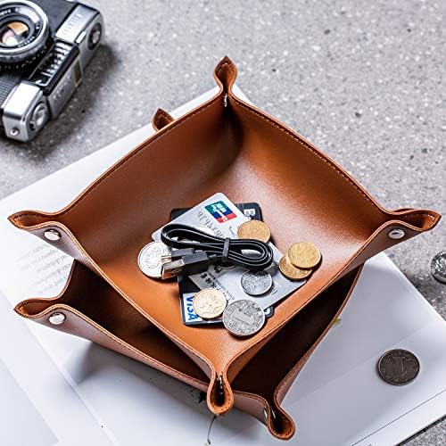 Leather Jewelry Valet Tray for Women and Man (2PCs Brown-B) - Image 6