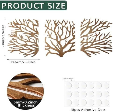 Wooden Tree of Life Wall Art 3 Pcs Large Family Tree Wall Hanging Plaque - Image 2