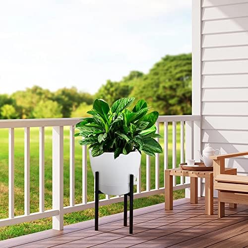 UOUZ 12inch Self Watering Pots, Plastic Planters with Mesh Drainage Holes and Deep Reservoir for Indoor Outdoor Garden Plants and Flowers, White - Image 7