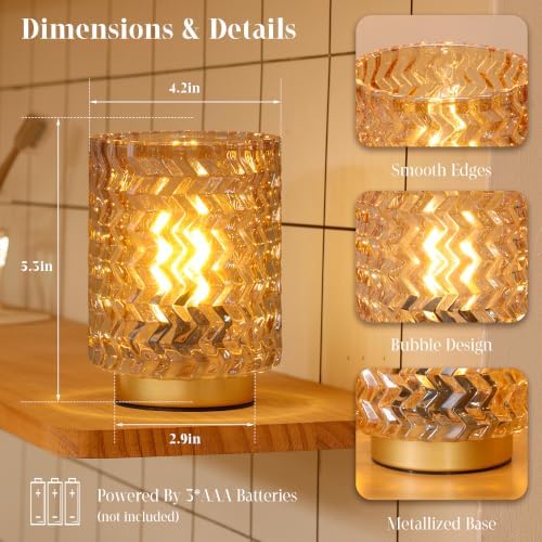 Battery Operated Lamp with Timer,Cordless Decorative Lamp Glass,Amber - Image 7