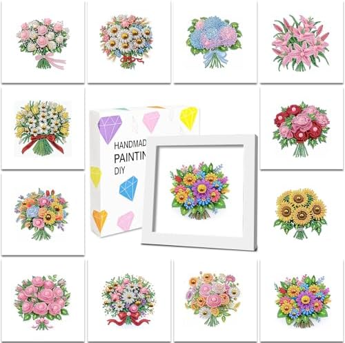 DOZEEZOP 12-Pack Small Diamond Art Kit for Adults Teens 7"x7" by DOZEEZOP