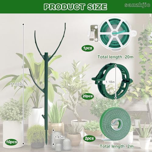 10 Pack Stackable Plant Support Stakes Indoor/Outdoor Support Pole - Image 3