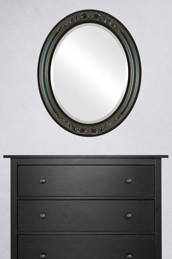 OVALCREST Oval Beveled Wall Mirror for Home Decor - Florence Style - Royal Blue - 28" x 24"