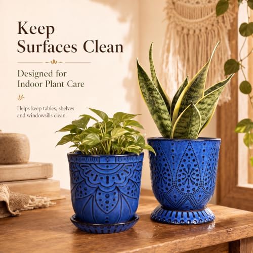 Gepege Ceramic Plant Pots, 6 Inch Indoor Planters with Drainage & Saucers - Image 2