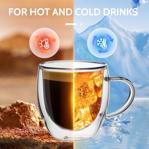 Sweese 5oz Double Wall Glass Espresso Cups Set of 4, Clear Glass Espresso Shot Cups Perfect for Cappuccino, Latte, Tea - Image 3