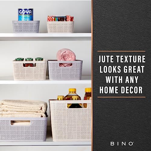 BINO | Woven Plastic Basket | XS (Natural), 5-Pack | THE JUTE COLLECTION | Home Organization, Space - Saving Storage, Stylish Design | Jute Basket | Plastic Storage Basket - Image 6