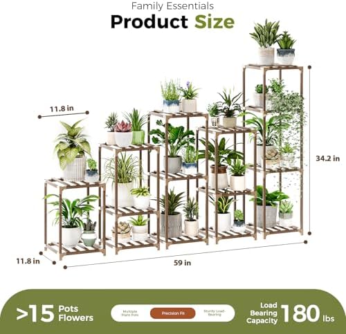 Bamworld Plant Stands Indoor 5 Sets Plant Shelves Outdoor - Image 5