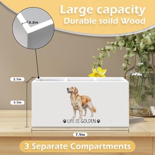 Golden Retriever Gifts Pen Pencil Holder, Dog Lover Gifts for Christmas Dog Lovers Women Girls, Inspirational Life Is Golden Wooden Pen Pencil Organizer for Home Office Bathroom Desk Decor - Image 7