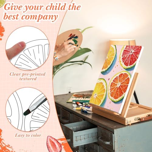 Engrowtic 12 Pcs 8 x 10'' Fruit Pre Drawn Canvas to Paint Pre Printed Sketched Canvas for Adult Ladies Paint Art Party Favor Board Set for Craft (Fruit Style) - Image 4
