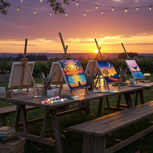 Dinifee 6 Pack Pre Drawn Canvas 8x10 Paint Kit for Adults, Sunset - Image 5