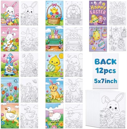Louise Maelys Easter Pre Drawn Canvas to Paint for Kids,12 Pack by LouiseMaelys