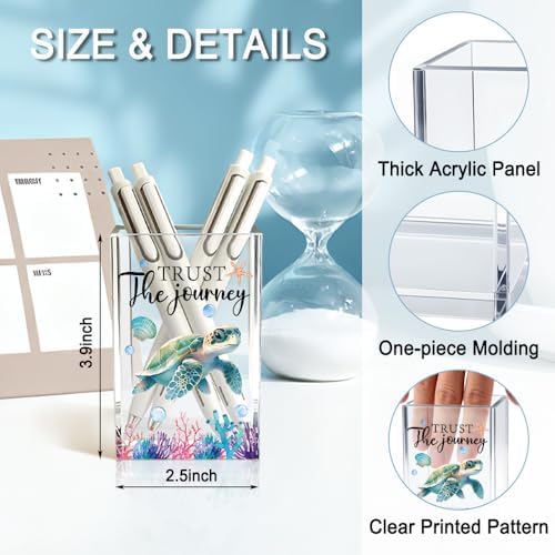 Trust The Journey Sea Turtle Acrylic Pencil Holder Cup for Women - Image 2