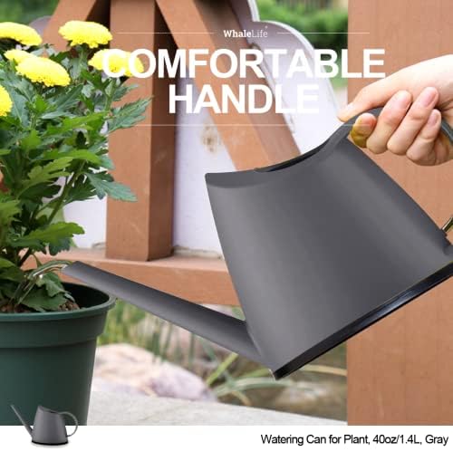 Small Indoor Plant Watering Can Long Spout 1.4L Gray - Image 3