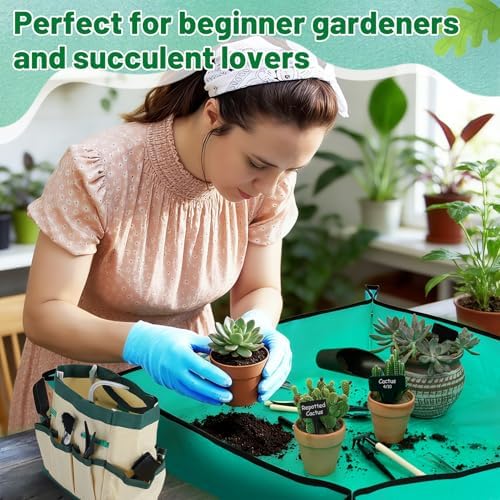 ANPHSIN 44pcs Small Gardening Tools Gifts for Women Beginners, Green - Image 4