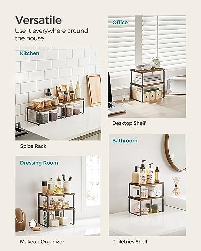 SONGMICS Cabinet Organizer Shelf, Set of 2 Spice Rack, Kitchen Storage - Image 5