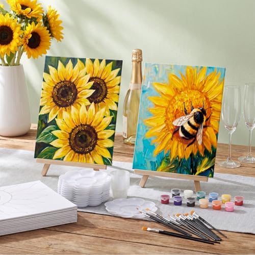 Marspark 12 Set Sunflowers Pre Drawn Canvas Pre Printed Canvas Set - Image 2