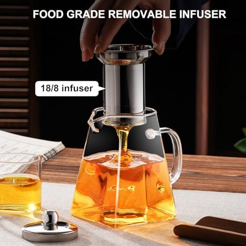 PARACITY Clear Glass Teapot with Infuser, Square 18.6oz Stovetop Tea Kettle - Image 2
