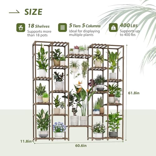 GENTINGBRO Plant Stand Indoor Tall Hanging Plant Shelf 16 Tiers Large Outdoor Plant Rack for Multiple Plants Wood Plant Holder for Living Room Garden Balcony - Image 3