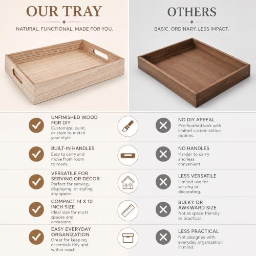 Wooden Decor Tray with Handles for Crafting, Serving, and Display - Image 7