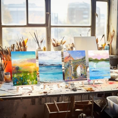Motimind 36 Pcs 6 x 8 Mini Canvas and 8" Easel Set Bulk for Paint Party - Image 4