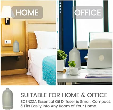 Ceramic Essential Oil Diffuser - 10 Watt Ultrasonic Aromatherapy Portable Air Diffuser- Promote Sleep Moisturize The Air & Eliminate Odor - Suitable for Home and Office - 160ml (Cool Gray) - Image 5