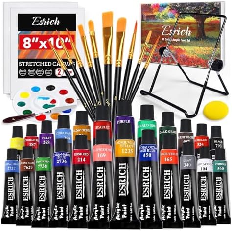 ESRICH Acrylic Paint Set with 24 Colors, Art Painting Supplies Kit by ESRICH