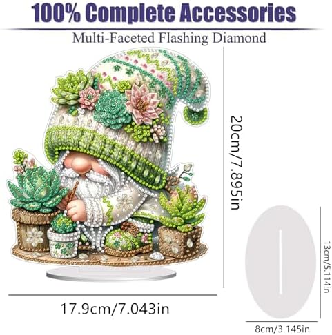 Diamond Painting Kits for Adults Beginners, 5D Full Drill Dwarf Succulents Crystal Art Desktop Ornament, DIY Single Sided Home Office Desk Decor, Creative Craft Gift Set with Tools - Image 2