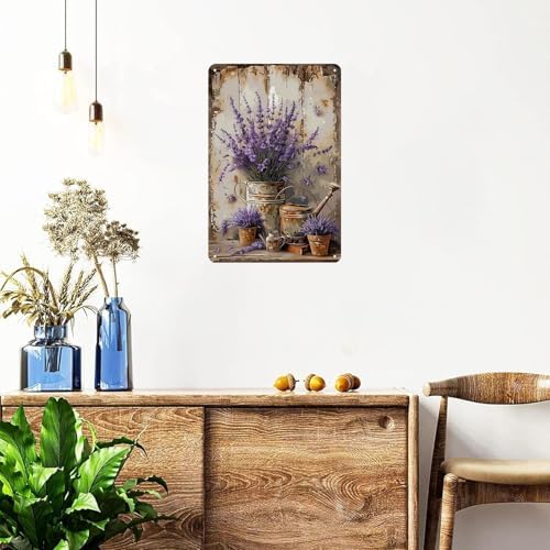 Flower Bunch Retro Lavender Metal Signs Botanical Theme Vintage Tin Signs for Rustic French Country, Bathroom, Garden, Farmhouse Bar Cafe Wall Decor, Gifts for Women, 8 x 12 inches (Lavender) - Image 6