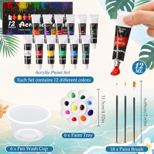 Cholemy 6 Set Paint and Sip Kit for Adults 8"x 10" Pre Drawn Canvas Painting with Wooden Easel Acrylic Paint Wash Cup Brushes Palette Apron for Painting DIY Adult's Date Party Supplies(Hawaii) - Image 4