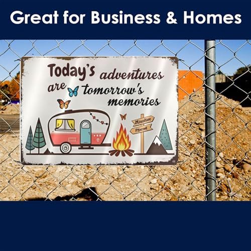 Camper Wall Decor Camping Signs Happy Camper Decor Today's Adventures Are Tomorrow's Memories Sign Camper Happy Campers Gifts Metal Signs Campsite Decorations - Image 4
