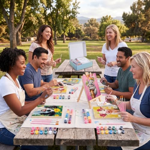Engrowtic 57pcs Animals Sip and Paint Kit for Adults Pre Drawn Canvas Set - Image 5