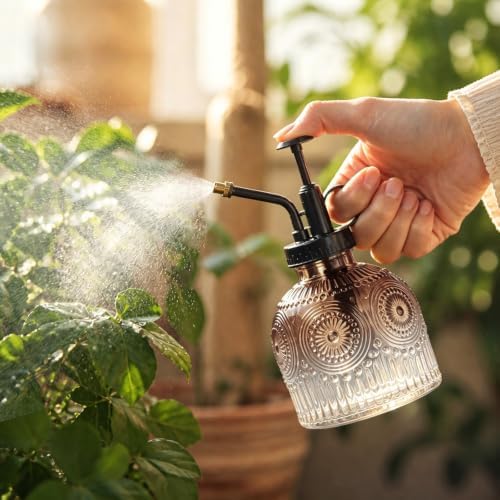 Glass Plant Mister Spray Bottle Vintage Refill Leak Proof Watering Can 8oz - Image 2