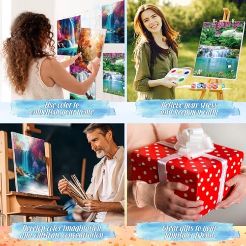 Zhanmai 72 Pcs 12 Sets Sip and Paint Kit Pre Drawn Canvas for Painting 8" x 10" Paint Party Canvas Painting Pre Printed Canvases for Party Favor DIY Virtual Adult's Date Night(Realistic Landscape) - Image 5