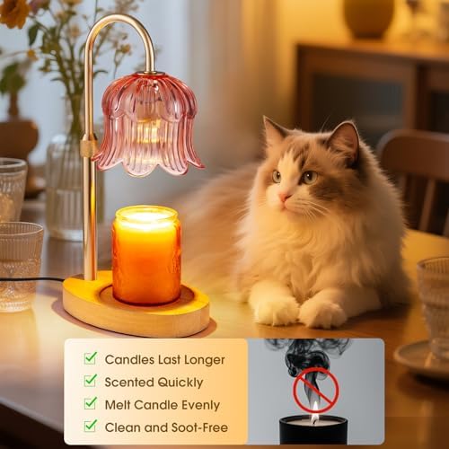 Candle Warmer Lamp Adjustable Timer Electric－Pink Flower Wax lamp - Image 4