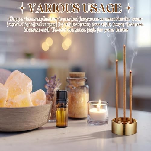 Cinnvoice 6 Pcs Brass Incense Holder Copper Incense Stick Holder 9-Hole Multi-Hole Mini Cone Gourd Burner Accessories for Stick, Tower, Coil, Meditation Room, Home Decor, 6 Styles - Image 5