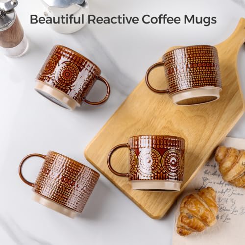 GBhome 16 oz Coffee Mugs Set of 4, Stackable Ceramic Coffee Cups Set - Image 6