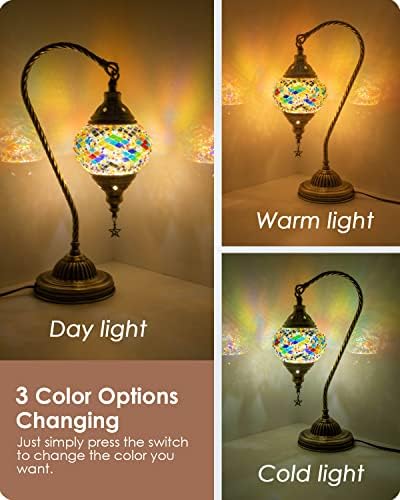 Yarra-Decor Turkish Moroccan Mosaic Lamp, Stained Glass, Bronze, Blue1 - Image 2