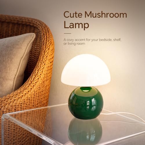 Dawnwake Mushroom Lamp Table Lamp for Bedroom-Small Table Lamps,Dark Green - Image 2