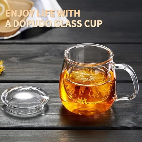 DOPUDO Large Glass Tea Cup, 34 oz Borosilicate Glass Tea Mug with Infuser and Lid, 1000ML Clear Tea Cups for Brewing Scented Tea and Tea Bag. - Image 6