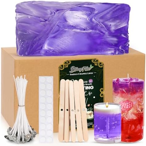 Blingfun Clear Wax for Candle Making-DIY Aromatherapy Candle Making Gel raw Materials, can add Dried Flowers/Fragrance, smokeless Safe Candle Materials, Birthday Christmas Gift Decoration (Purple) by Blingfun