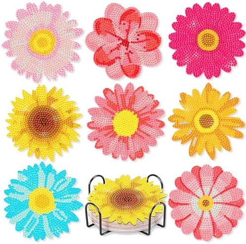 Leatrice 8 PCS Diamond Art Coasters Small Diamond Painting Kits for Adults by Leatrice20240713