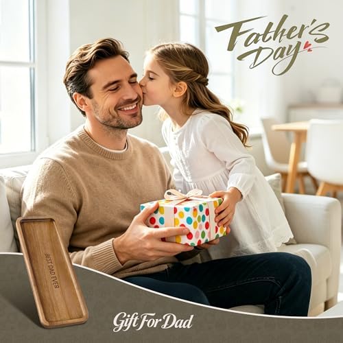 Best Dad Ever Wooden Tray, Rectangular Wood Serving Tray Decorative Tray for Coffee Table, Snacks, Drinks, Home Decor (11.4 x 4.1 x 0.6 in) - Image 6