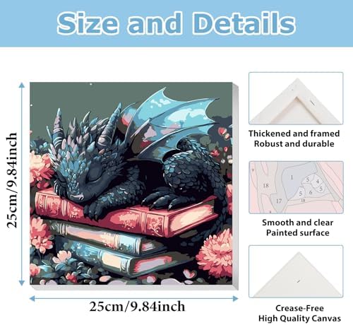 Dragon Paint by Numbers Kit for Adults Beginner, Paint by Numbers 10x10 in - Image 3