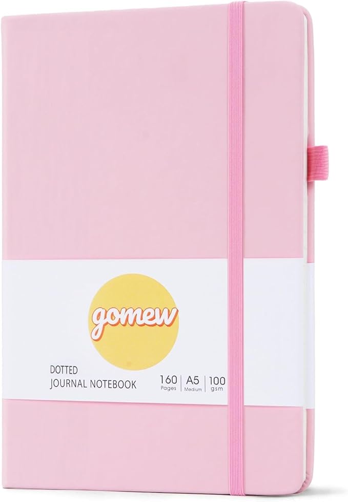 Dotted Journal Notebook A5 (6x8), Dot Grid Hardcover PU Leather Writing Journal with Japanese Paper, 160 Pages, Floral Tulip Design, Gift for Women and Men, Work & Note Taking