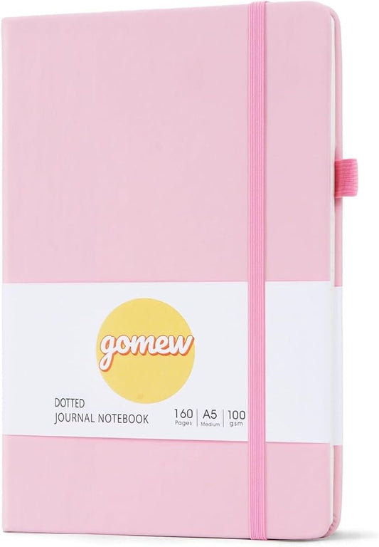 Dotted Journal Notebook A5 (6x8), Dot Grid Hardcover PU Leather Writing Journal with Japanese Paper, 160 Pages, Floral Tulip Design, Gift for Women and Men, Work & Note Taking