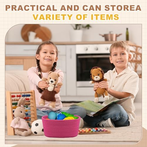 uxcell Small Woven Basket, 8.3x5.9x4.7 Inch Rectangular Rope Basket Decorative Gift Chest Box Cute Mini Woven Storage for Organizing Shelf Storage Bedroom Home Decor, Light Pink - Image 4