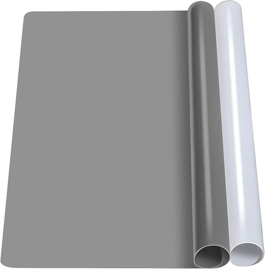 LEOBRO Silicone Mat for Resin Molds, 2 PCS 15.7" x 11.7" Playdough Mat, Silicone Mats for Crafts, Jewelry Resin Molds Mats, for Resin, Clay, Paint, Dark Gray & Clear