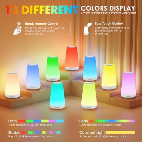 Auxmir Rechargeable Night Light, Touch Table Lamp with Remote, White - Image 2
