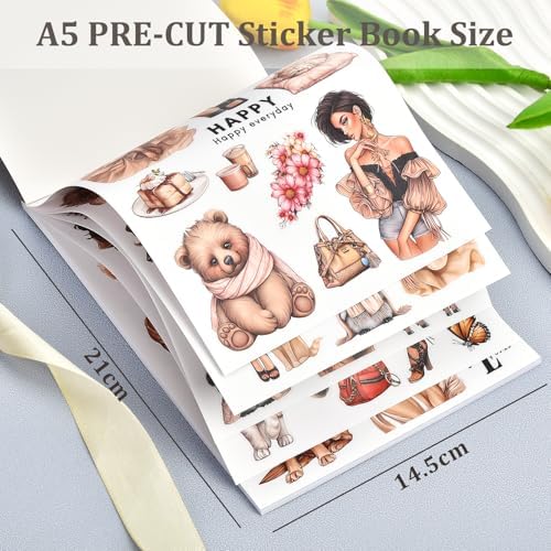 Snycler Scrapbook Sticker Book, Pets Dogs Cats Journaling Stickers, Animal Junk Journal Supplies, Pre-Cut Aesthetic Scrapbooking Stickers for Adults, Decorative Ephemera Bullet Planner DIY Arts Craft - Image 3