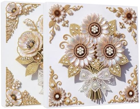 5D DIY Pearl Painting with Frame Floral Theme Handmade Healing Home Wall Decoration Creative 9.84x9.84in Tools -2PCS-2 by Artiphile